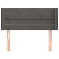Hoofdbord met randen 203x16x78/88 cm fluweel donkergrijs - thumbnail