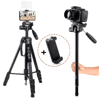 MOJOGEAR 177cm 2-in-1 camera en telefoon statief: driepoot & monopod