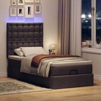 Ottoman bed met matras en LED's 120x200cm stof donkerbruin - thumbnail