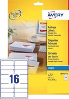 Avery J8162-10 adresetiketten ft 99,1 x 33,9 mm (b x h), 160 etiketten, wit - thumbnail