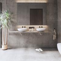 Wastafelblad Gliss Design Topdek 160x46 cm Marmer Grey Incl. 4 Ophangbeugels - thumbnail