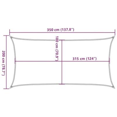 VidaXL Zonnezeil 160 g/m² 2x3,5 m hdpe rood - thumbnail