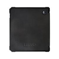 Lunso - Kobo Libra 2 hoes (7 inch) - Lederen sleep cover - Zwart - thumbnail