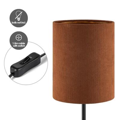 Scandinavische stijl Tafellamp - Corduroy Lampenkap - Cilinder - Brown - ø20 x 40 cm - E27 Fitting - Geschikt voor Woonkamers en slaapkamers - Met schakelaar