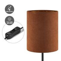 Scandinavische stijl Tafellamp - Corduroy Lampenkap - Cilinder - Brown - ø20 x 40 cm - E27 Fitting - Geschikt voor Woonkamers en slaapkamers - Met schakelaar - thumbnail