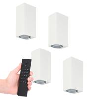 4x LED wandlamp Selma Wit - Dimbaar - 8 watt 690 lumen - 2700K warm wit- GU10 - Up & Down light - IP65 Waterdicht - Incl. dimmer met afstandsbediening - tuinverlichting - thumbnail