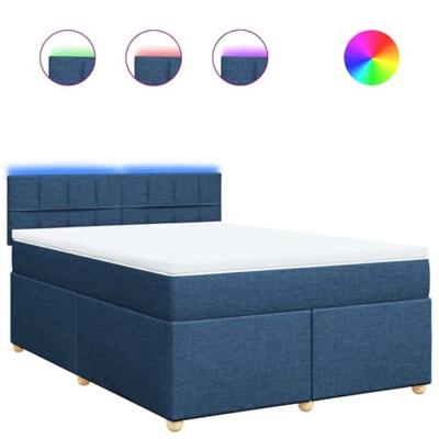 Boxspring met matras stof blauw 140x190 cm