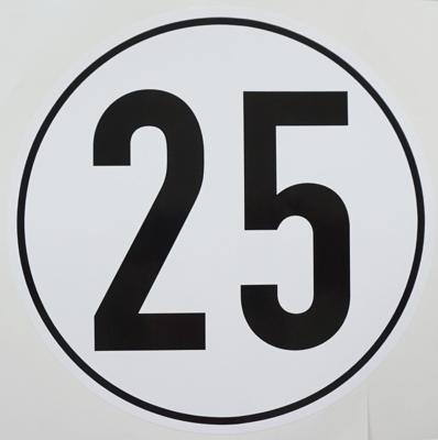 Ad informatiebord "witte plusguide geschwindigkeit" kilometer sign 25km witte plusguide