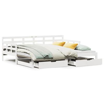 Slaapbank met onderschuifbed/lades zonder matras 80x200 cm wit