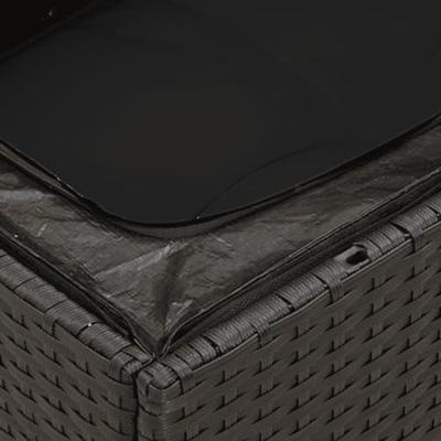 10-delige Loungeset met kussens poly rattan zwart - thumbnail