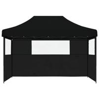 Partytent inklapbaar pop-up met 3 zijwanden zwart - thumbnail