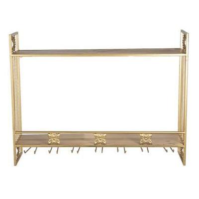 Clayre & Eef Wandrek 80x22x61 cm Goudkleurig Ijzer Rechthoek Wijnrek