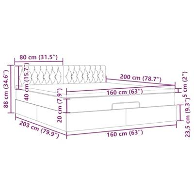 Ottoman bed met matras en LED's 160x200cm fluweel donkergrijs