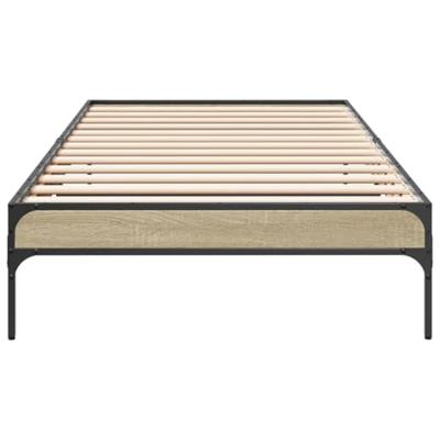 Bedframe bewerkt hout en metaal sonoma eikenkleurig 100x200 cm