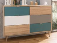 Commode CURACAO 6 lades sonoma eik/tricolore - thumbnail