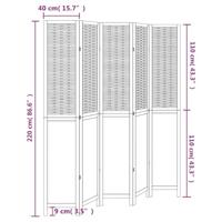 Kamerscherm met 5 panelen massief paulowniahout wit - thumbnail