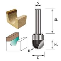 ENT Holprofielfrees HM R6, Met lager op kolf kolf 6mm - 7912500 - thumbnail