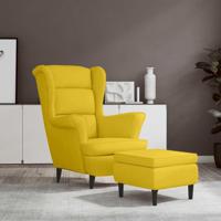 Fauteuil met voetenbank fluweel mosterdgeel - thumbnail