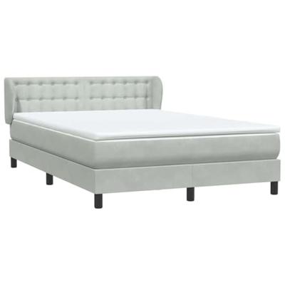Boxspring met matras fluweel lichtgrijs 140x210 cm