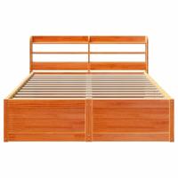 Bedframe met hoofdbord massief grenenhout wasbruin 140x190 cm - thumbnail