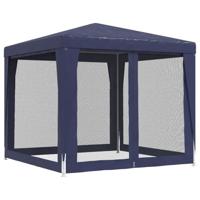 Partytent met 4 mesh zijwanden 2,5x2,5 m HDPE blauw - thumbnail