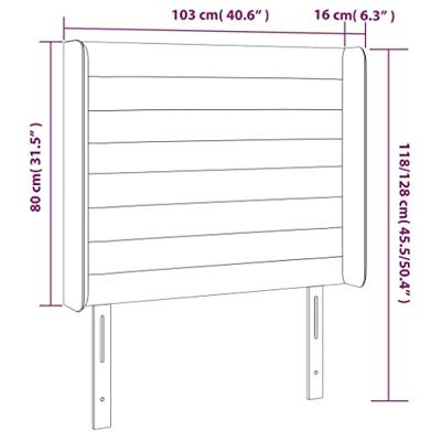 Hoofdbord met randen 103x16x118/128 cm stof zwart