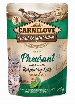 CARNILOVE CAT POUCH Nat kattenvoer Fazant, Frambozenblad 85 g