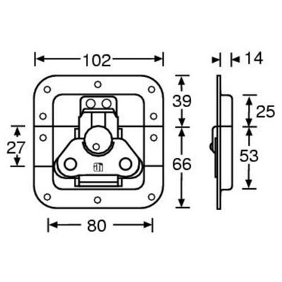 Adam Hall 17293S Medium inbouw vlinderslot met verzet 14mm diep