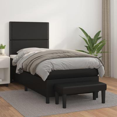 Boxspring met matras kunstleer zwart 100x200 cm