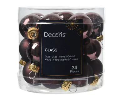 Decoris kerstballen set glas 24st Zwarte truffel 2,5cm Decoris kerstballen set glas 24st Zwarte truffel 2,5cm