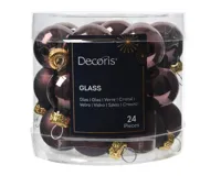 Decoris kerstballen set glas 24st Zwarte truffel 2,5cm - thumbnail