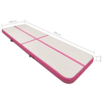 VidaXL Gymnastiekmat met pomp opblaasbaar 400x100x15 cm pvc roze - thumbnail