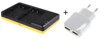 Duo lader voor 2 camera accu's Canon BP-511, BP-511A, BP-512 + handige 2 poorts USB 230V adapter - thumbnail