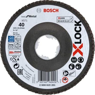 Bosch Accessoires X-LOCK Lamellenschijf Best for Metal schuin, glasvezel, Ø125mm, G 40, X571 - 1 stuk(s) - 2608619201 Bosch Accessoires X-LOCK Lamellenschijf Best for Metal schuin, glasvezel, Ø125mm, G 40, X571 - 1 stuk(s) - 2608619201