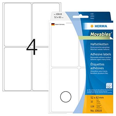 Etiket HERMA 10618 52x82mm verwijderbaar 96 etiketten