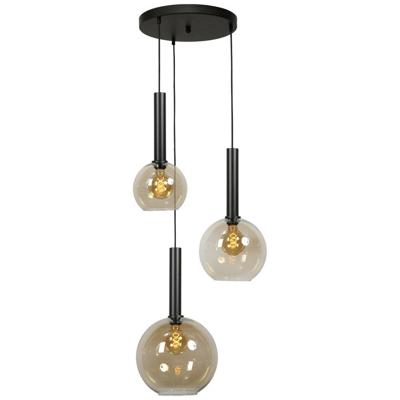 Masterlight Zwarte hanglampBella 3-lichts met glasbollen - 2982-05-05-35-3-111