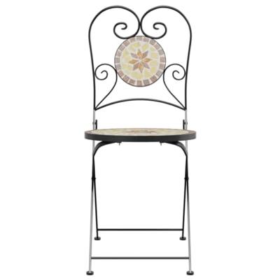 Bistrostoelen 2 st inklapbaar keramiek terracottakleurig en wit