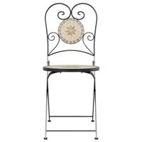 Bistrostoelen 2 st inklapbaar keramiek terracottakleurig en wit - thumbnail