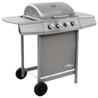VidaXL Gasbarbecue met 4 branders zilverkleurig - thumbnail