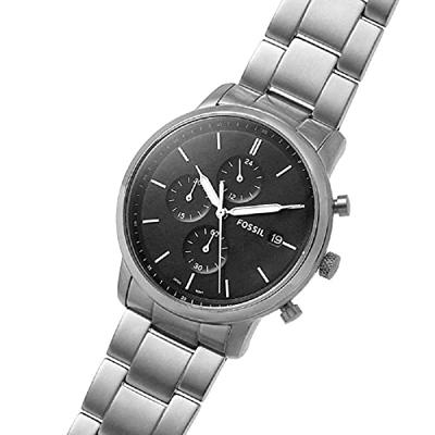 Fossil FS5901 Horloge Machine staal-leder zwart-bruin 42 mm