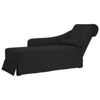 Chaise longue met bolster en rechterarmleuning fluweel zwart - thumbnail