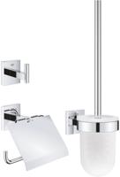 Grohe Start Cube accessoiresset 3-in-1 - closetrolhouder - met klep - handdoekhaak - met closetborstelgarnituur - met glazen inzet - chroom 41123000 - thumbnail