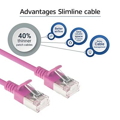 ACT Roze 7 meter LSZH U/FTP CAT6A datacenter slimline patchkabel snagless met RJ45 connectoren ACT Roze 7 meter LSZH U/FTP CAT6A datacenter slimline patchkabel snagless met RJ45 connectoren
