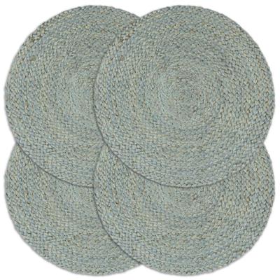 Placemats 4 st rond 38 cm jute olijfgroen