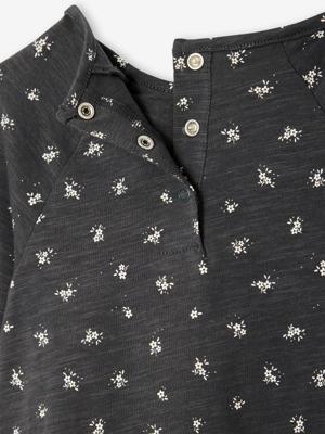 T-shirt blouse model met bloemenprint antraciet