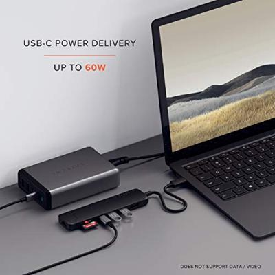 SATECHI USB-C Slank Multipoort Adapter Met Ethernet, 4K HDMI, 60W USB-C PD Opladen, 2 USB-A, SD/Micro Kaartlezers - Voor M2/ M1 Macbook Pro/Air, M2/ M1 iPad Pro/Air, M2 Mac Mini, iMac M1 (Zwart)