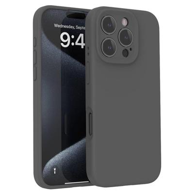 Lunso iPhone 16 Pro Max hoesje - Flexibel siliconen Backcover - Donkergrijs