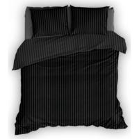 Satin d'Or dekbedovertrek Streep Zwart-Lits-jumeaux (270 x 200/220 cm) - thumbnail