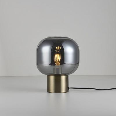 Tafellamp Xelyra vetro fumé - E27-fitting - Bol van rookglas - Metalen voet in goud - IP20 voor binnen