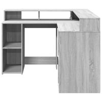 Bureau met LED-verlichting 130x130x91 cm hout grijs sonoma - thumbnail